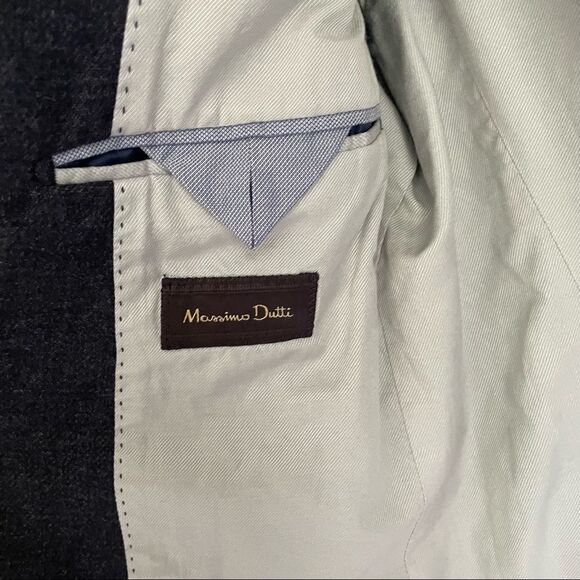 MASSIMO DUTTI Wool Blazer Navy Blue 46R - Picture 9 of 11